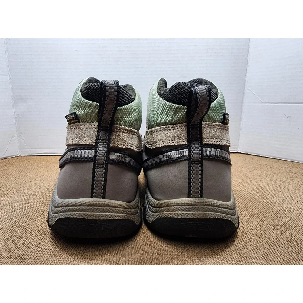 Keen Targhee Mid Hiking Boots Green Gray Waterproof Leather Trail Kids Size 5